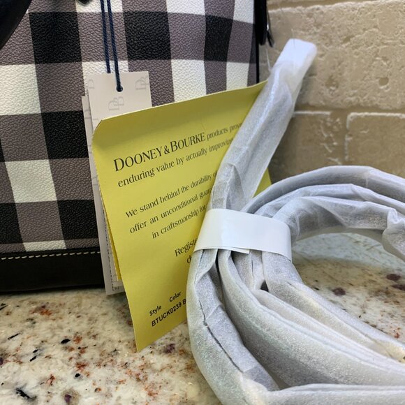 Dooney & Bourke Black & White Check Darcy Satchel NWT - Picture 6 of 11